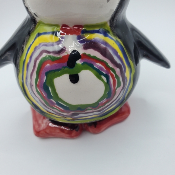 Ceramic Penguin Figurine Artist Piece Multicolored Adorable Paperweight - Picture 9 of 9